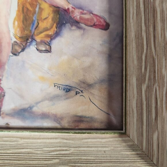 Pal Fried MCM Art Ballerina & Clown 2 Piece Gallery Framed Hungarian Artist - Picture 4 of 8